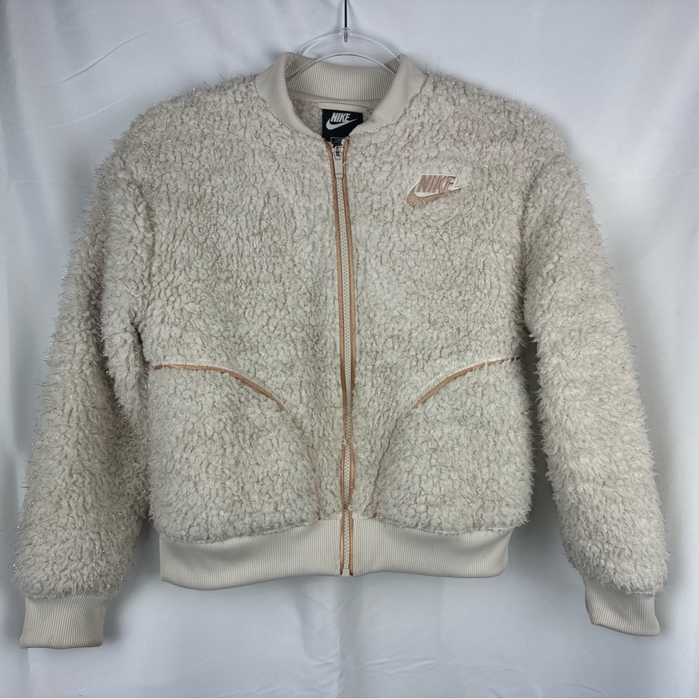 Nike Sportswear High Pile Fleece Shine Bomber Girls Jacket. Size Large.